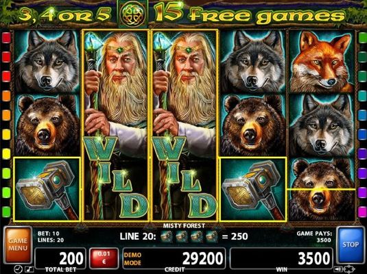 A pair of stacked wilds triggers a 3500 coin jackpot win.