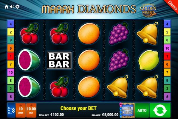 Maaax Diamonds Golden Nights Bonus :: Main Game Board
