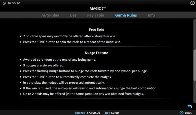 Free Spin Feature Rules