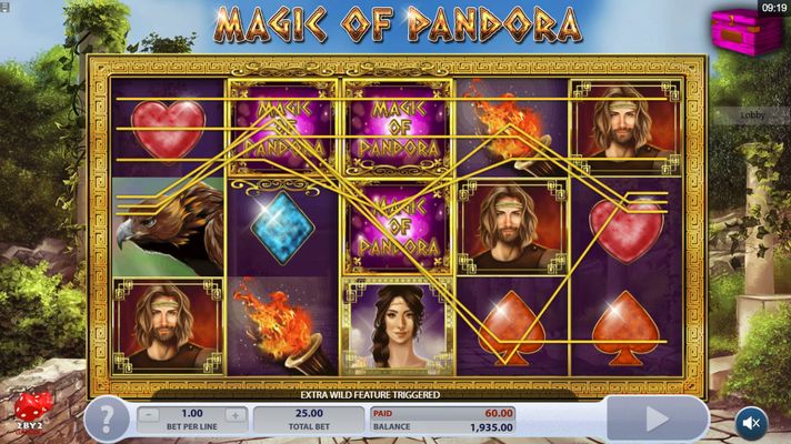 Magic of Pandora :: Wild feature triggers multiple winning paylines