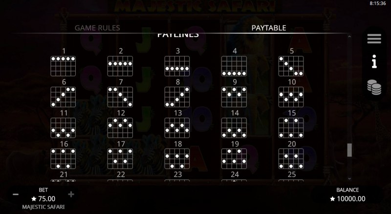 Paylines 1-25