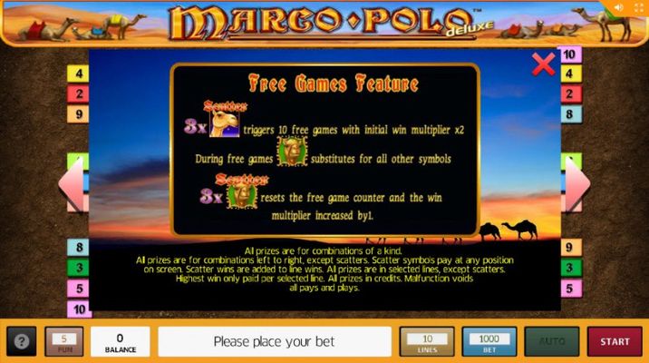 Marco Polo Deluxe :: Free Spins Rules
