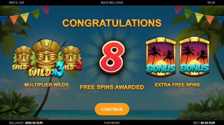 8 Free Spins Awarded