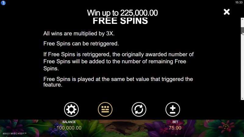 Maui Mischief :: Free Spin Feature Rules