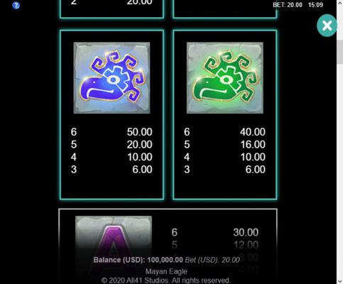 Paytable - Low Value Symbols