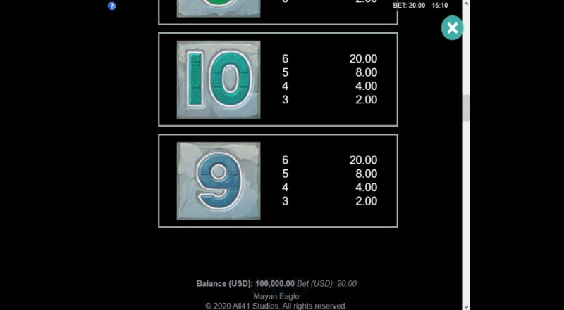 Paytable - Low Value Symbols