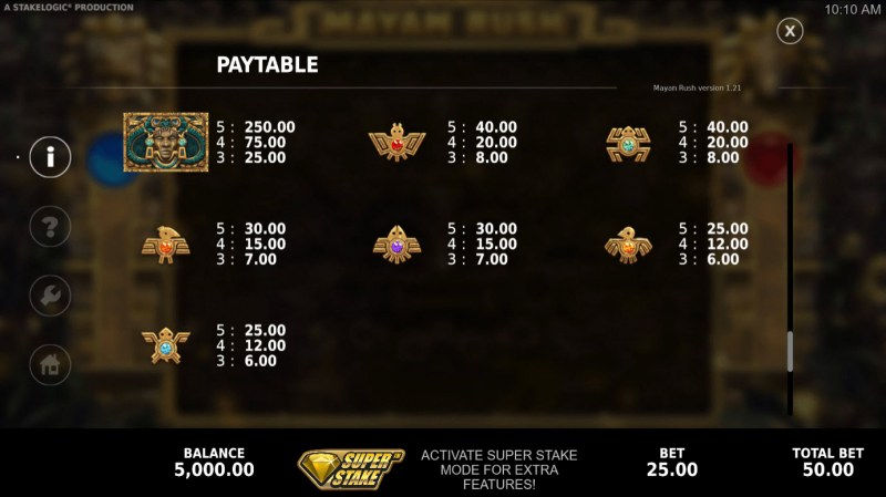 Paytable - Low Value Symbols