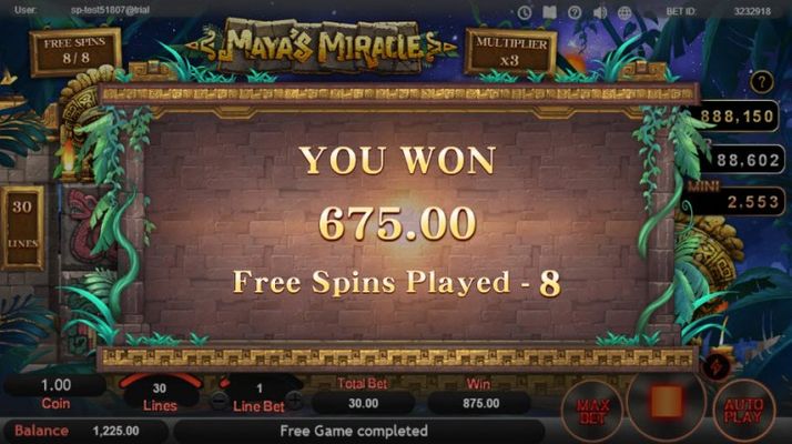 Total free spins payout