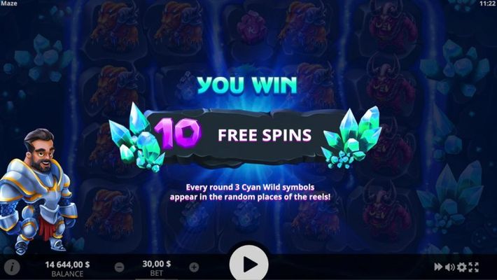 10 free spins awarded