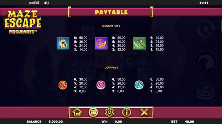 Paytable - Low Value Symbols