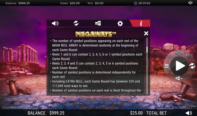 Medusa Megaways :: General Game Rules