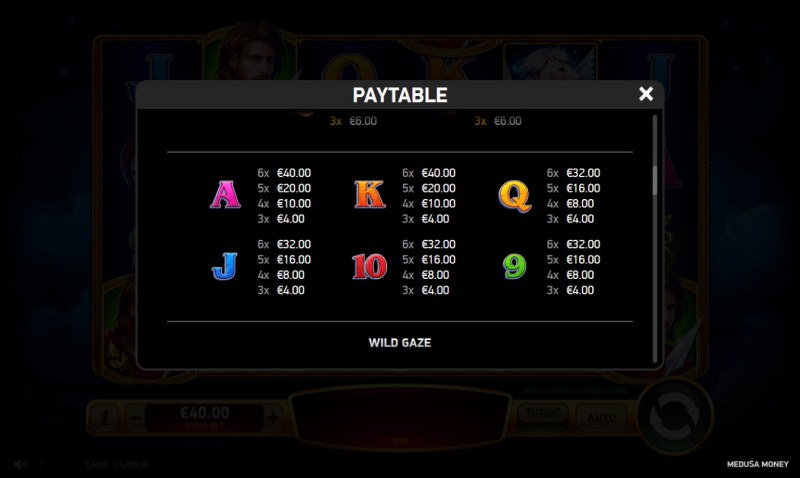 Paytable - Low Value Symbols