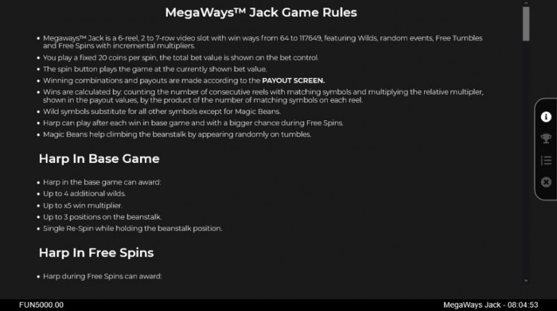 Megaways Jack :: General Game Rules