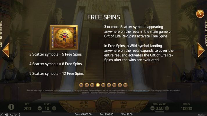 Mercy of the Gods :: Free Spins Rules