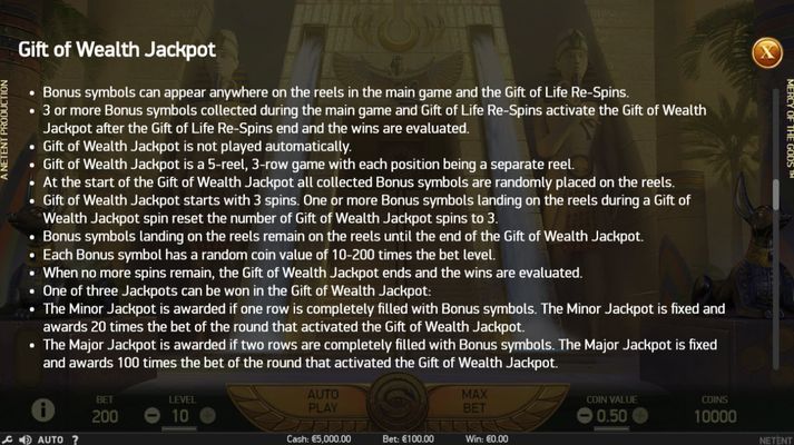 Mercy of the Gods :: Jackpot Rules