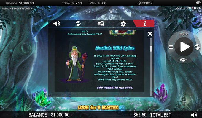 Merlin's Money Burst :: Wild Spins