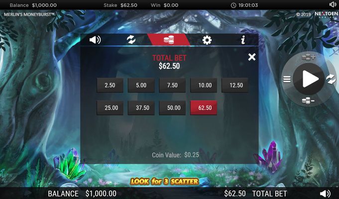 Merlin's Money Burst :: Available Betting Options