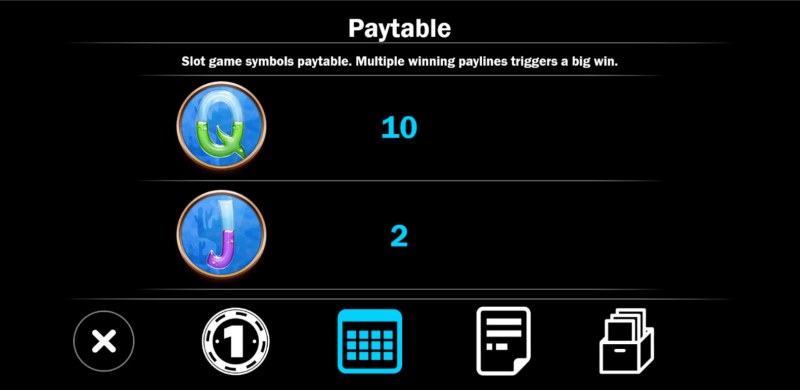 Paytable - Low Value Symbols