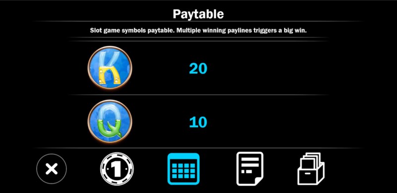 Paytable - Low Value Symbols