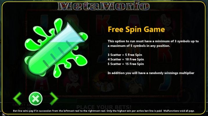 Metamorfo :: Free Spins Rules