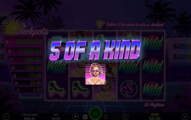 Miami Jackpots :: A five of a kind win