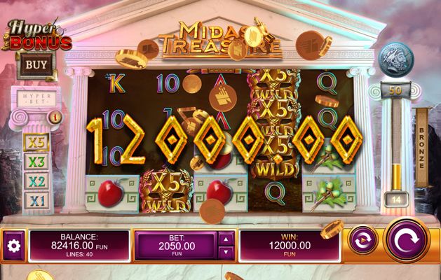 Midas Treasure :: Multiple winning combinations leads to a big win