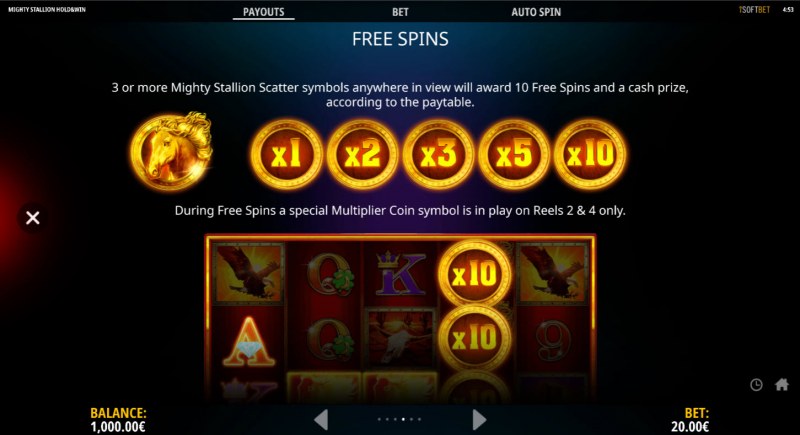 Mighty Stallion Hold & Spin :: Free Spin Feature Rules