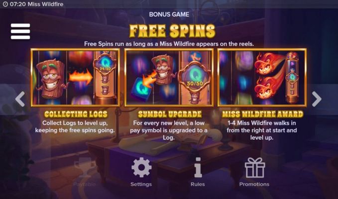 Miss Wildfire :: Free Spin Feature Rules