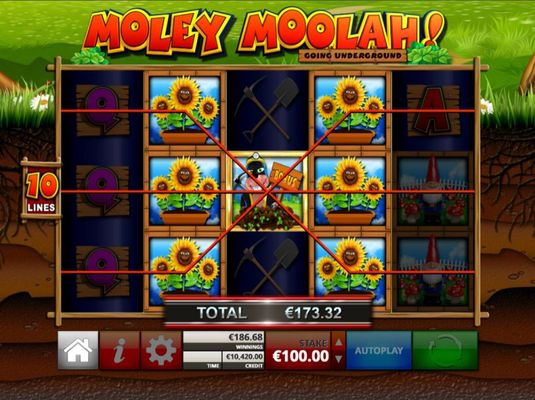 Moley Moolah Going Underground :: Game pays on any winning combination