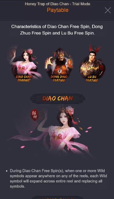 Money Trap of Diao Chan :: Free Spins Rules