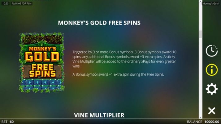 Monkey's Gold :: Free Spins Rules