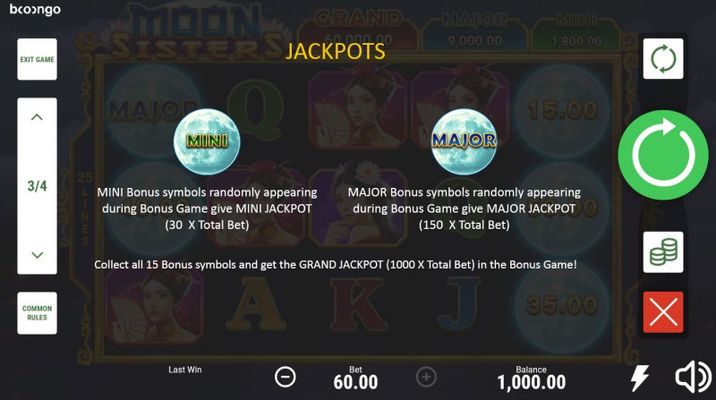 Moon Sisters Hold and Win :: Jackpot Rules