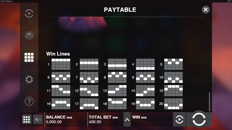 Paylines 1-20