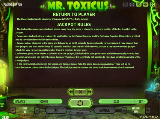 Mr. Toxicus :: Jackpot Rules