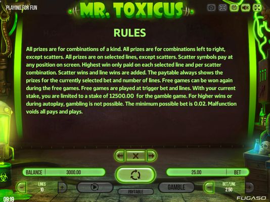 Mr. Toxicus :: General Game Rules