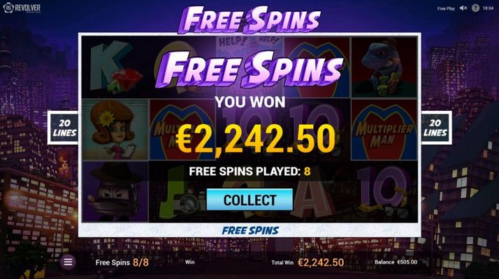 Total free spins payout