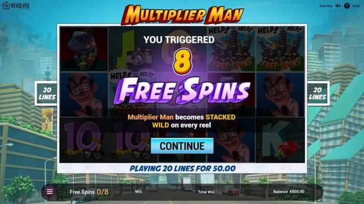 8 Free Spins Awarded