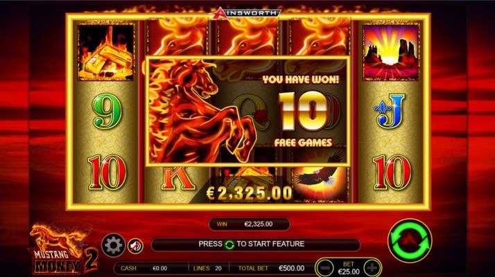 10 free spins awarded