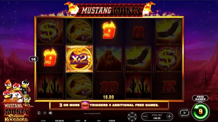 Mustang Money Raging Roosters :: Free Spins Game Board