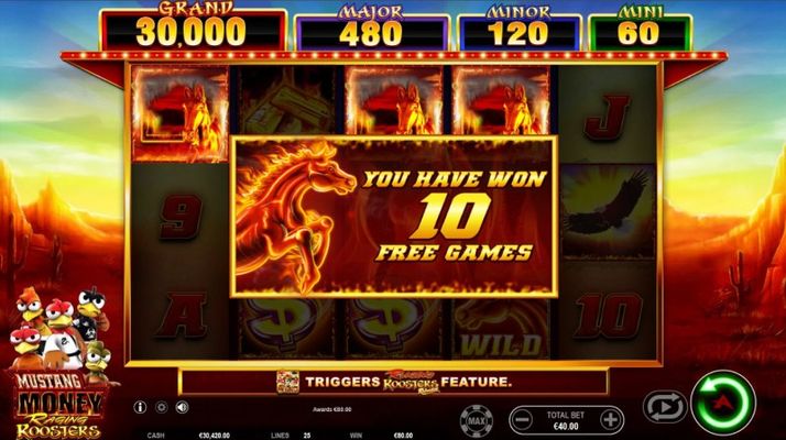 10 free spins awarded