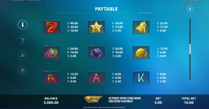 Mystery Drop :: Paytable - High Value Symbols