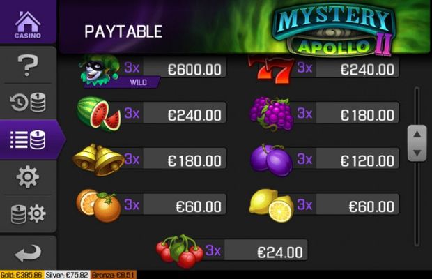 Paytable - Low Value Symbols