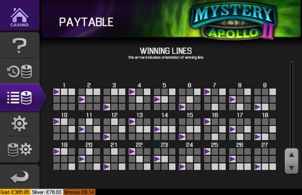 Mystery Apollo II :: Paylines 1-27