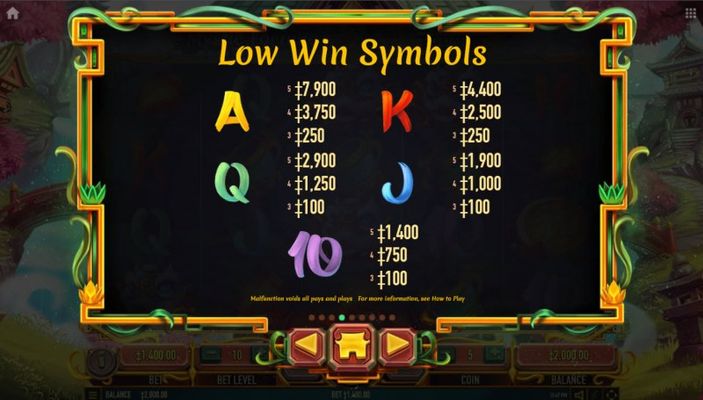 Mystic Fortune Deluxe :: Paytable - Low Value Symbols