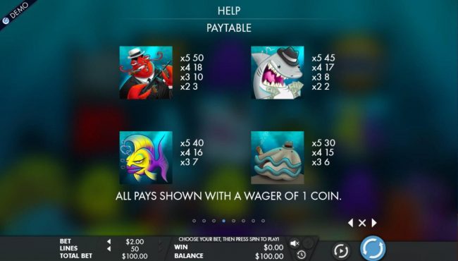 High value slot game symbols paytable.