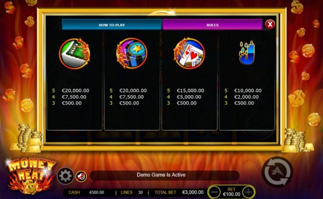 Medium Value Slot Game  Symbols Paytable - Base Game.