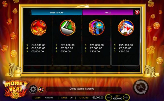 Medium Value Slot Game Symbols Paytable - Free Games Bonus.