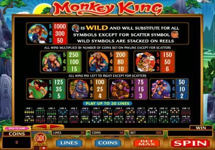 Slot game symbols paytable and payline diagrams