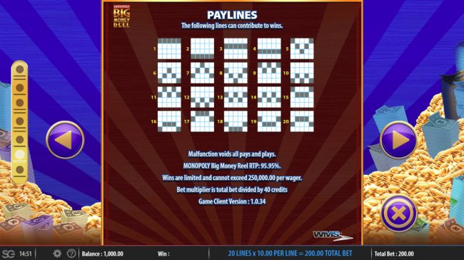 Paylines 1-20