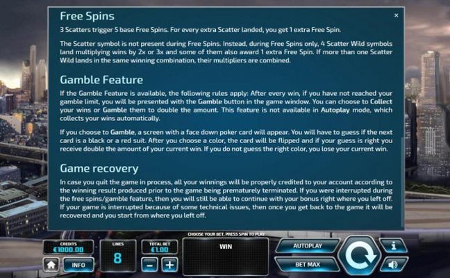 Free Spins, Gamble Feature and Game Recovery Rules